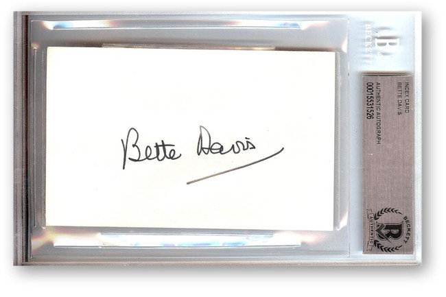 Bette Davis Signed Autographed Index Card Legendary Hollywood Actress BAS 1526