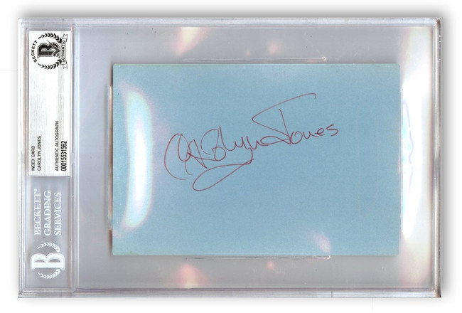Carolyn Jones Signed Autographed Index Card The Addams Family Morticia BAS 1562