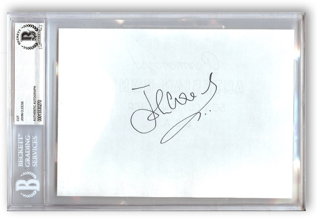 John Cleese Signed Autographed Index Card Monty Python Fawlty Towers BAS 0270