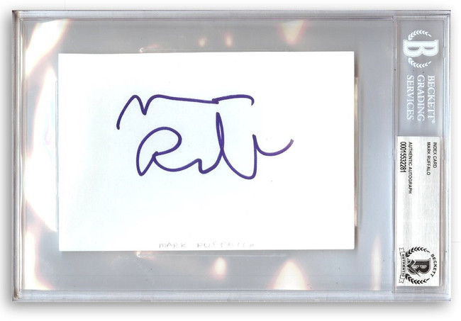 Mark Ruffalo Signed Autographed Index Card Avenger Incredible Hulk BAS 2281