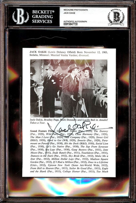 Jack Oakie Signed Autographed Magazine Photo Annabel Takes a Tour BAS Slabbed