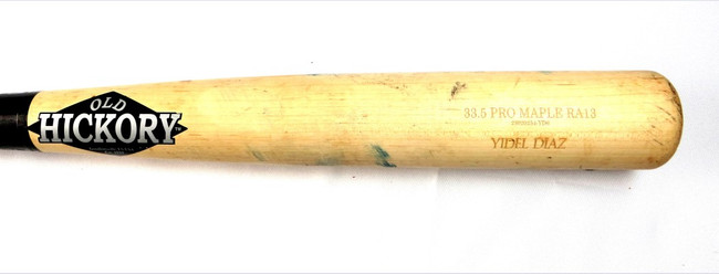Yidel Diaz Unsigned Game Used Bat Old Hickory Chicago Cubs Cracked
