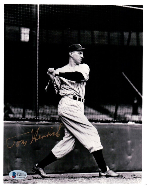 Tommy Henrich Signed Autographed 8X10 Photo New York Yankees Gold Ink BAS