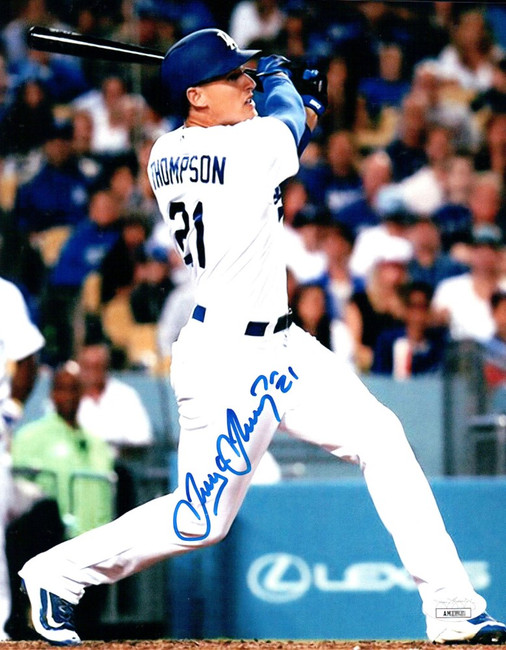 Trayce Thompson Signed Autographed 8X10 Photo Los Angeles Dodgers Home Swing JSA
