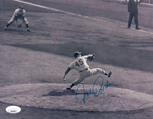 Johnny Podres Signed Autographed 8X10 Photo Dodgers Landscape Pitching JSA