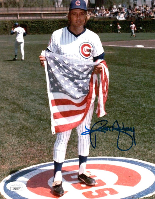 Rick Monday Signed Autographed 8X10 Photo Chicago Cubs Holding Famous Flag JSA