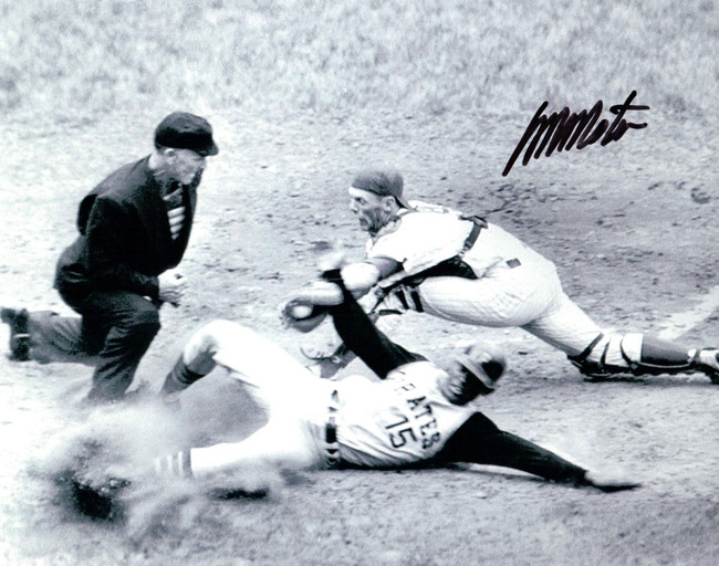 Manny Mota Signed Autographed 8X10 Photo Pittsburgh Pirates B/W Home Slide w/COA