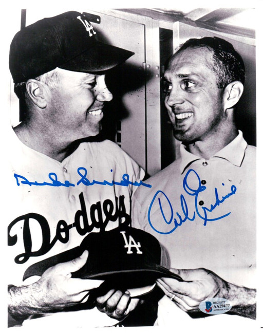 Duke Snider Carl Erskine Dual Signed Autographed 8X10 Photo Dodgers BAS