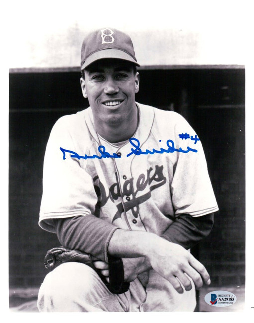 Duke Snider Signed Autographed 8X10 Photo Brooklyn Dodgers B/W "#4" BAS AA29185