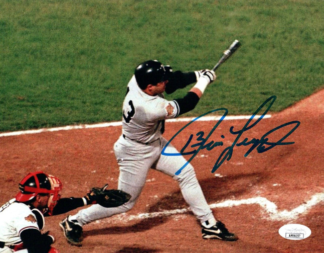 Jim Leyritz Signed Autographed 8X10 Photo World Series Power Swing Yankees JSA