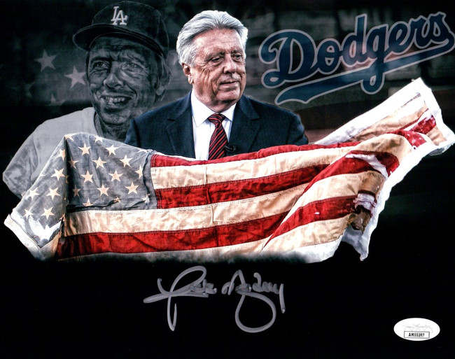 Rick Monday Signed Autographed 8X10 Photo Dodgers Flag Collage Silver Ink JSA