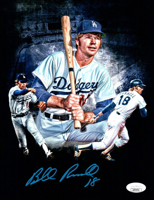 Bill Russell Signed Autographed 8X10 Photo Dodgers Vintage Bat