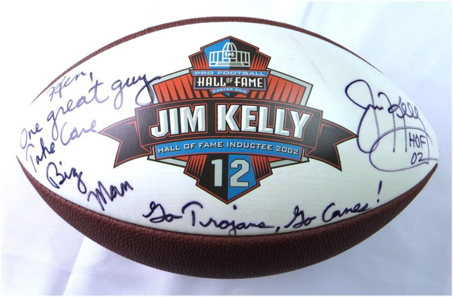 Jim Kelly Signed Autographed Football 2002 Hall of Fame to Ken JSA AM23485