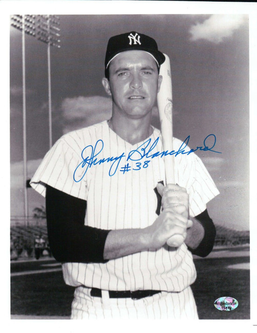 Johnny Blanchard Signed 8X10 Photo "#38" Autograph Blue w/Bat Yankees COA