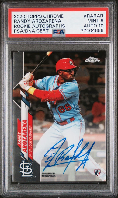 Randy Arozarena 2020 Topps Chrome Rookie Autograph Cardinals PSA 9 / 10  RARAR 7