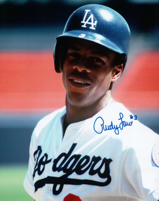 Rudy Law Signed 8X10 Photo "#3" Autograph LA Dodgers Color Head Shot Auto w/COA
