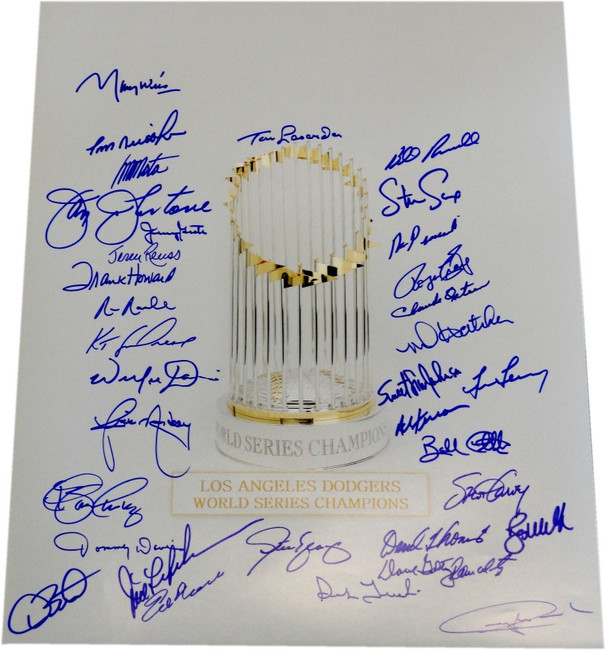 Tommy Lasorda Wills Stewart Sax Stewart Hand Signed 16x20 Photo Dodgers Trophy