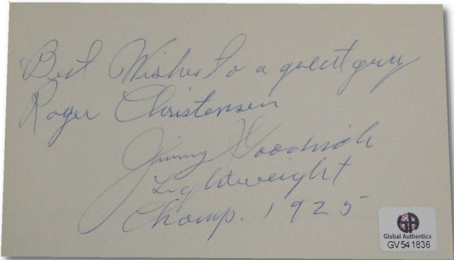 Jimmy Goodrich Hand Signed Autographed Signed CUT Professional Boxer GA