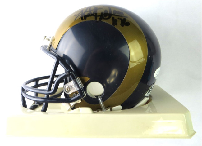 Kirk Warner Signed Autographed Mini Helmet Rams Blue Gold JSA AM26476