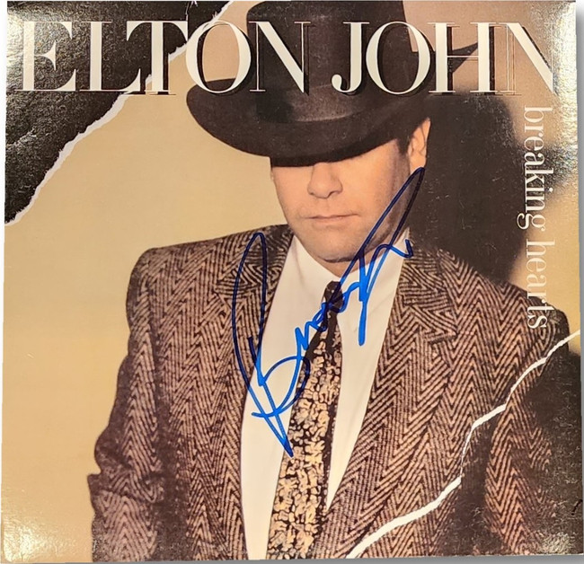 Bernie Taupin Signed Autographed Album Elton John Breaking Hearts JSA AQ10133