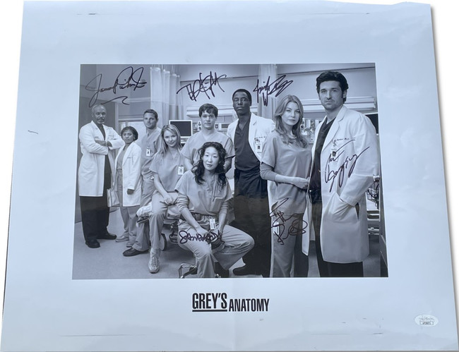 Grey's Anatomy Cast Signed 11x14 Photo Patrick Dempsey + 5 JSA AP38071 Creased