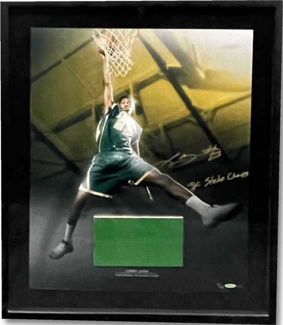 Lebron James Signed Autographed Photo W/ Game Used Floor Piece 2/23 UDA BAM08778