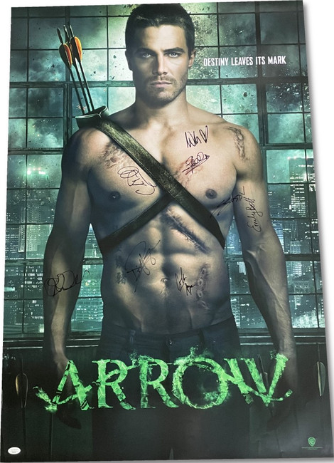 Arrow Cast Signed Autographed 27x40 Original WB Poster Stephen Amell +7 JSA