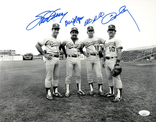 Dodger Infield Signed Autographed 11X14 Photo Ron Cey Lopes Russell Garvey JSA B