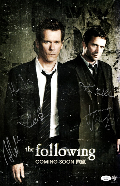 The Following Cast Signed Autographed 11X17 Poster Kevin Bacon +4 JSA XX76703