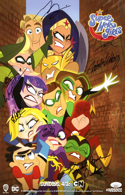 Super Hero Girls Cast Autographed 11X17 Poster Strong DeLisle +5 JSA XX76702