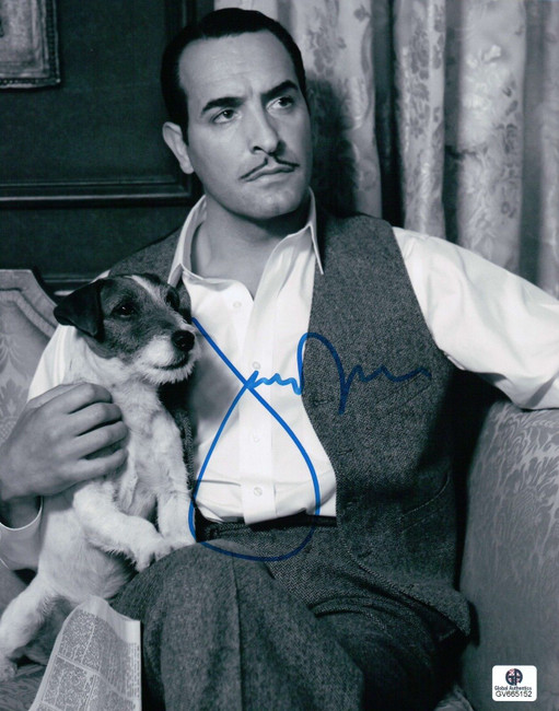 Jean Dujardin Signed 8X10 Photo Autograph The Artist w/Dog "Jack" GV665152