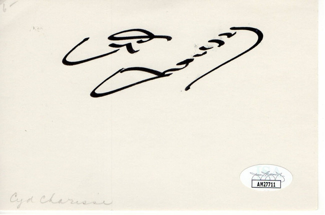 Cyd Charisse Signed Autographed Index Card Singin' in the Rain JSA AM27711