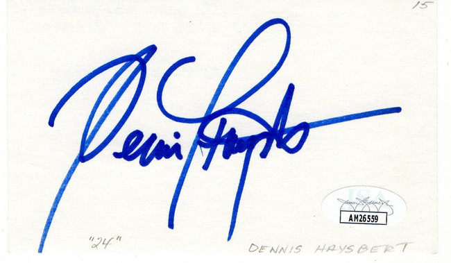 Dennis Haysbert Signed Autographed Index Card 24 Major League JSA AM26559