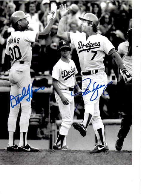 Derrel Thomas Steve Yeager Dual Signed Autographed 8x10 Photo LA Dodgers W/ COA
