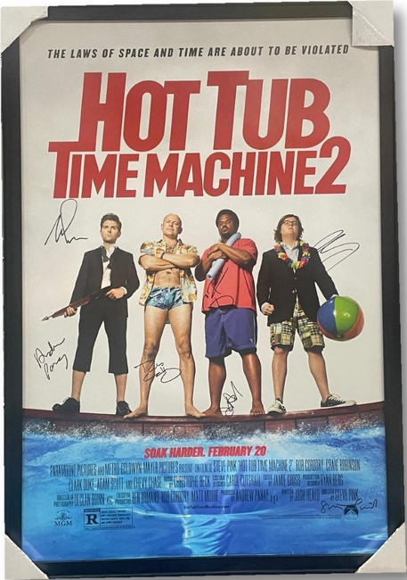 Hot Tub Time Machine 2 Cast Autographed 29x42 Framed Photo Craig Robinson +6