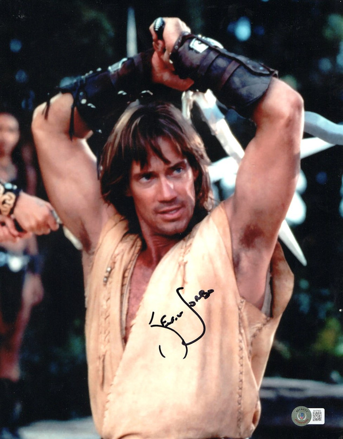 Kevin Sorbo Signed Autographed 11X14 Photo Hercules Sword over Head BAS BH27903