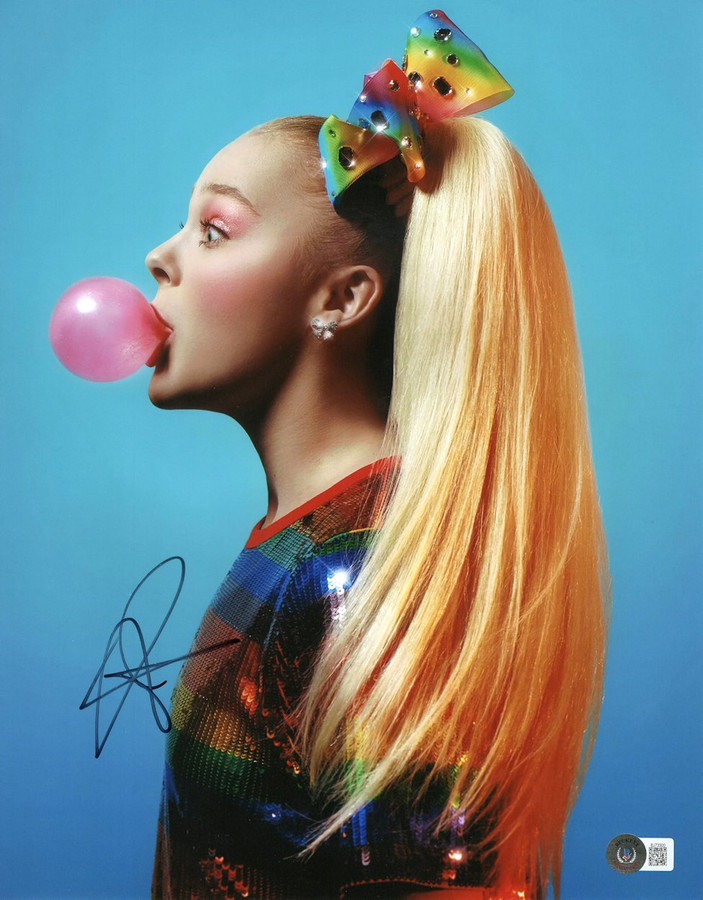 JoJo Siwa Signed Autographed 11X14 Photo Cute Blowing Bubble Gum BAS BJ73300