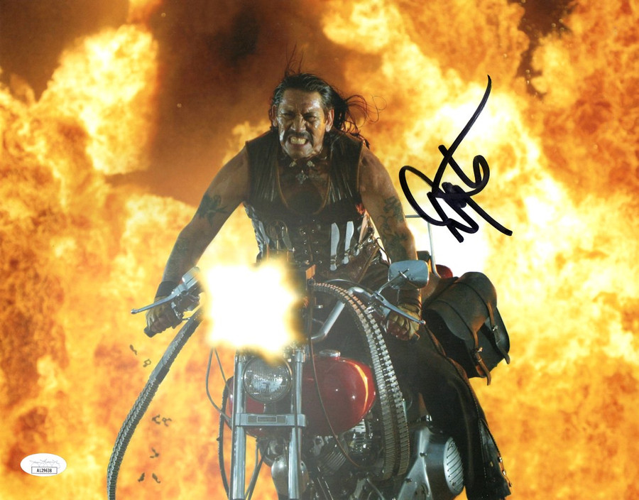 Danny Trejo Autographed 11X14 Photo Machete Motorcycle Explosion JSA AL29638