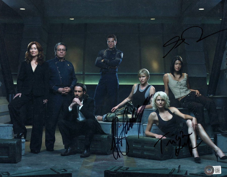 Battlestar Galactica Multi Autographed 11X14 Photo Sackoff Helfer BAS AC56310