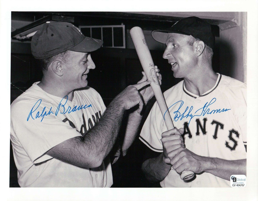 Ralph Branca/Bobby Thomson Signed 8X10 Photo Thin Border Dual Auto Post Game GAI