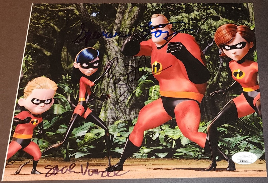 The Incredibles Cast Signed 8x10 Photo X3 Craig T. Nelson Vowell Fox JSA AQ33282