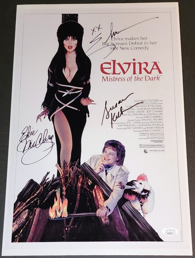 Elvira Mistress Of The Dark Cast Signed 11x17 Photo Edie McClurg +1 JSA AQ33262