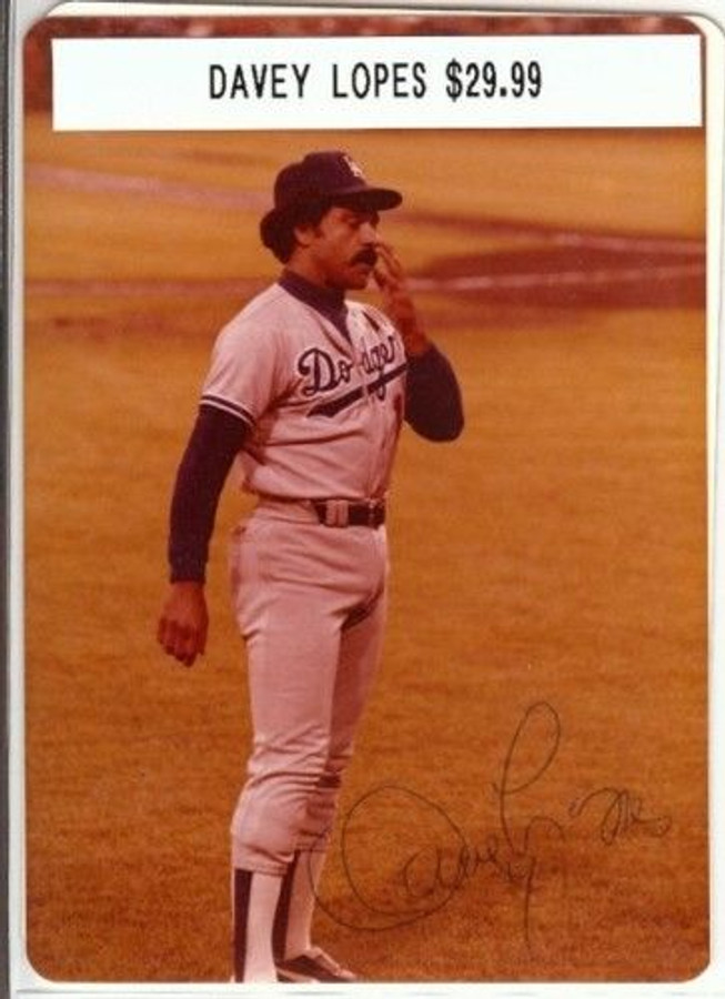 Davey Lopes 3.5 X 5 Photo Hand signd Autograph Dodgers 3rd Base Coach Vintage