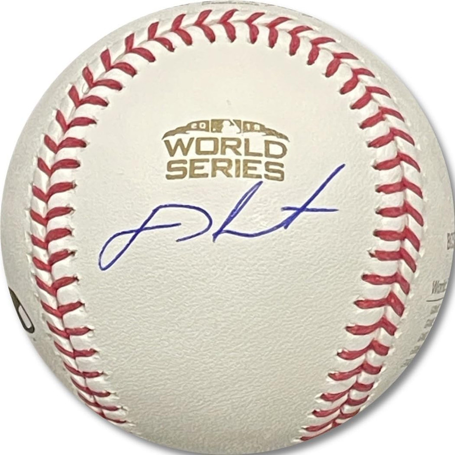 JD Martinez Signed Autographed Rawlings Baseball 2018 WS Champ Logo Fanatics