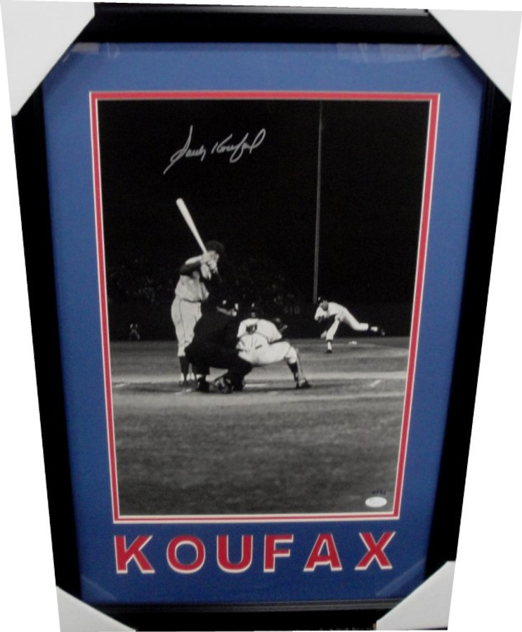 Sandy Koufax Hand Signed Auto 16X20 Photo Framed Pitching in Background JSA /32