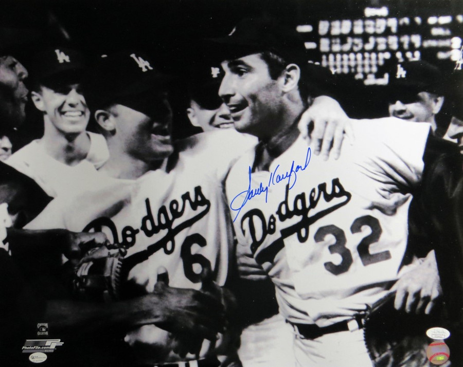 Sandy Koufax Signed Autographed 16X20 Photo Dodgers No Hitter Celebration JSA