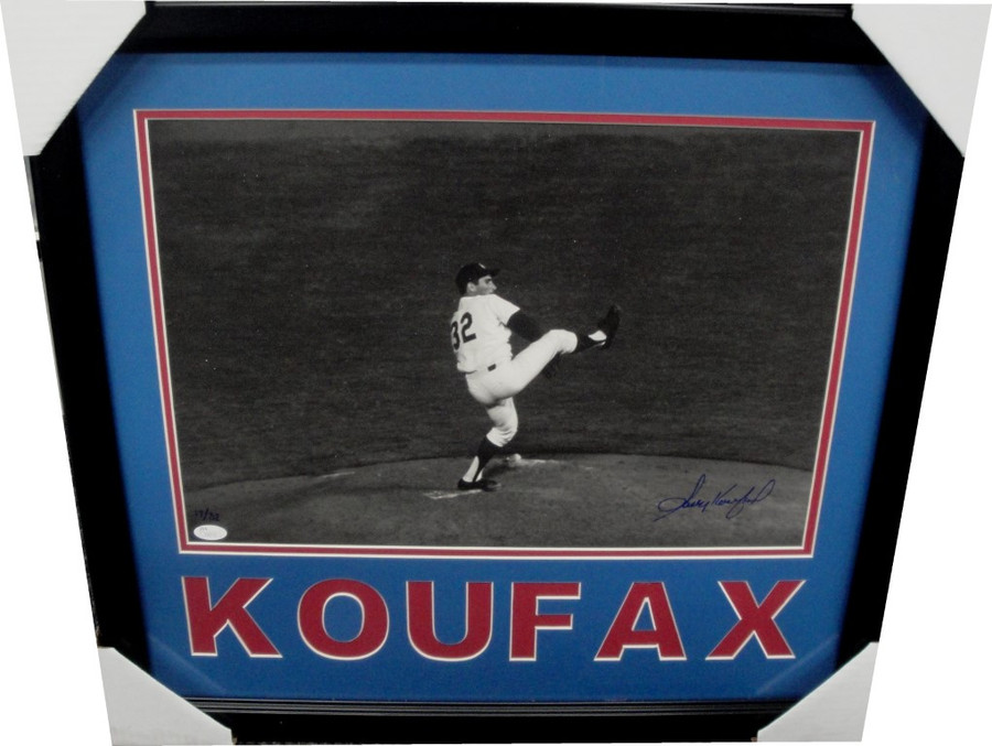 Sandy Koufax Hand Signed Autographed 16X20 Photo Framed Pitching on Mound JSA