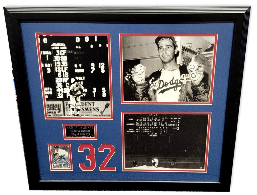 Sandy Koufax Signed Autographed Framed Card Photo Collage Dodgers Donruss