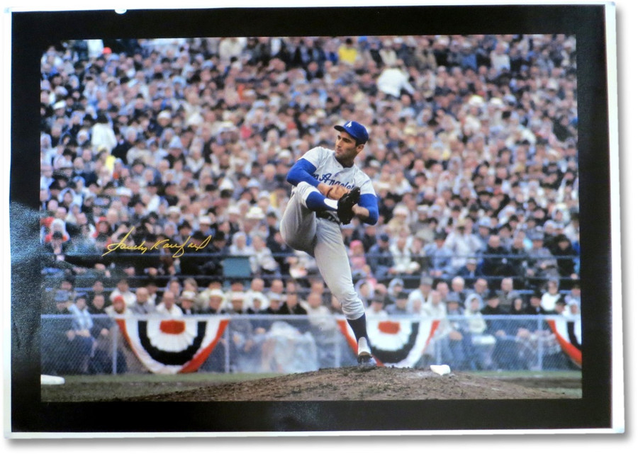 Sandy Koufax Autographed 28X41 Unstretched Canvas Dodgers World Series OA COA