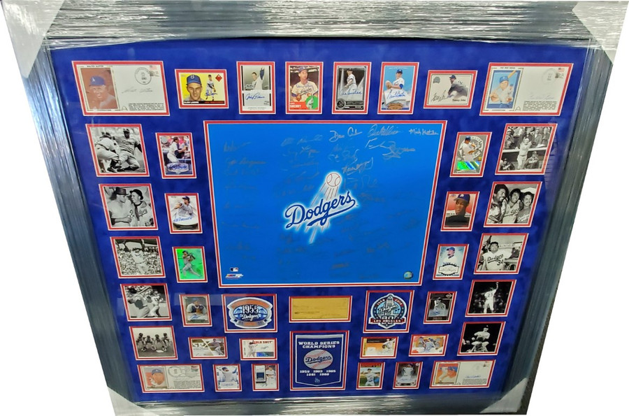 Jackie Robinson Sandy Koufax Clayton Kershaw +72 Signed Dodgers Photo Collage